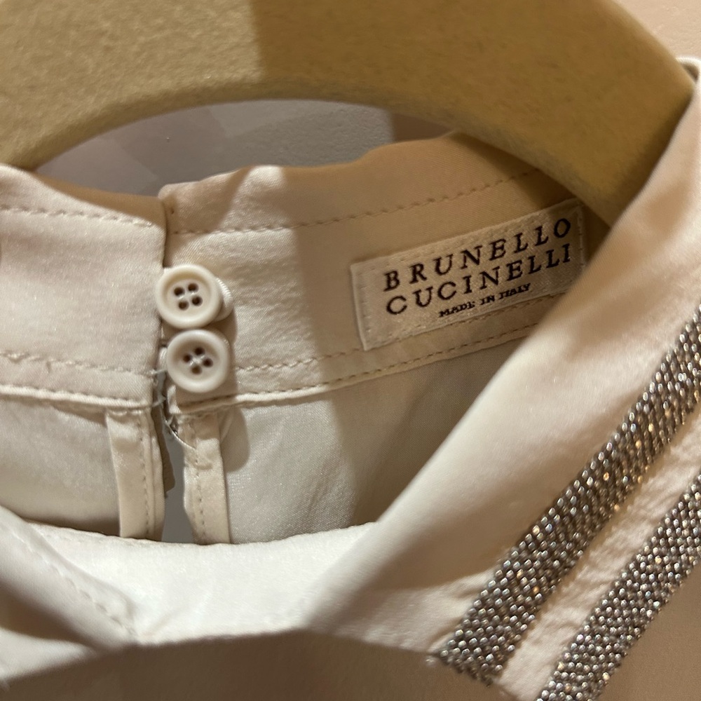 Brunello Cucinelli Silk Collared Top - image 3